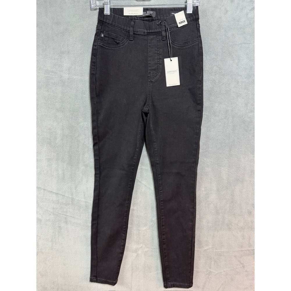 Judy Blue Pull On Skinny Fit Black Stretch Denim Jeans Womens 3/26 JB88581 BK
